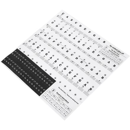 Autocollants pour Piano Partition Clavier PVC Noir Blanc Chiffres Notes pour Enfants Débutants white