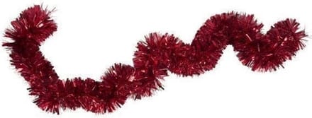 Folie slinger - 2x - rood - 15 x 200 cm - slinger - kerstboom decoratie - kerstslinger - kerstversiering