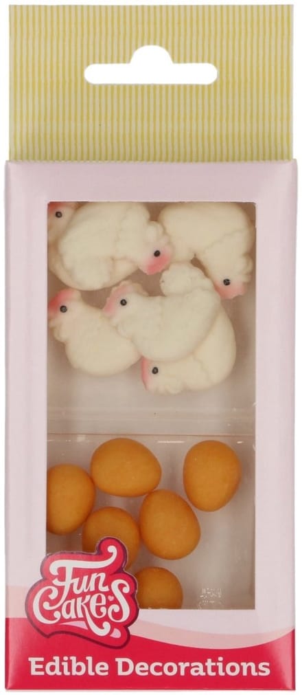 FunCakes Fondant Decoraties Kip & Ei set/12