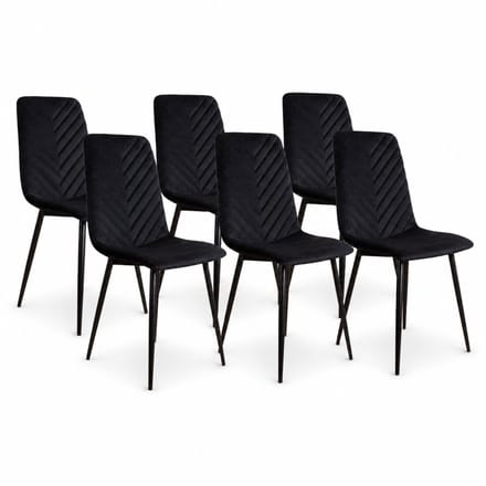 DS4U® - Gaby eetkamerstoel - Set van 6 - Zwart - Velvet