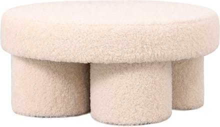 Poef Babette in stof plush wit