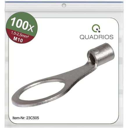Quadrios 23C505 Ringkabelschoen Dwarsdoorsnede (max.): 2.5 mm² Schachtdiameter: 10.5 mm Ongeïsoleerd 100 stuk(s)