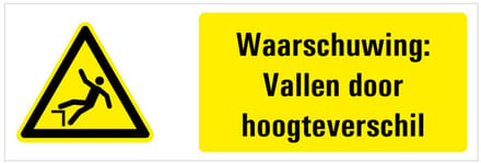 Waarschuwing voor vallen door hoogteverschil tekststicker 280 x 105 mm