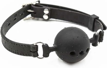 Smart Moves - Ball Gag met Gaatjes - PU Leder - Zwart