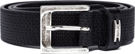 REPLAY Leren Riem Full Leather Belt W100 Black Zwart