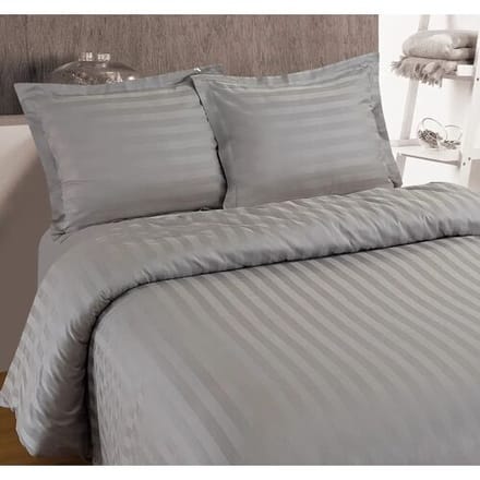 Primaviera Deluxe Hotel Stripe Dekbedovertrek - Eenpersoons - 140X200/220 + 1 x kussensloop 60x70 - Grijs