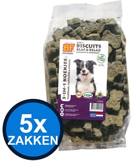 5x Biofood - 3in1 Koekjes Blaf & relax - Hondenvoer Snacks - 500 g
