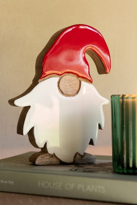 J-Line decoratie Kerstman Blinkend - hout - mix - small
