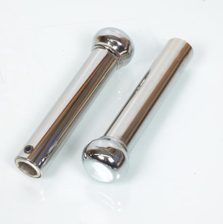 Paar bestuurdersvoetsteunen rond verchroomd glad voor bromfiets MBK 51 148mm Ø16mm