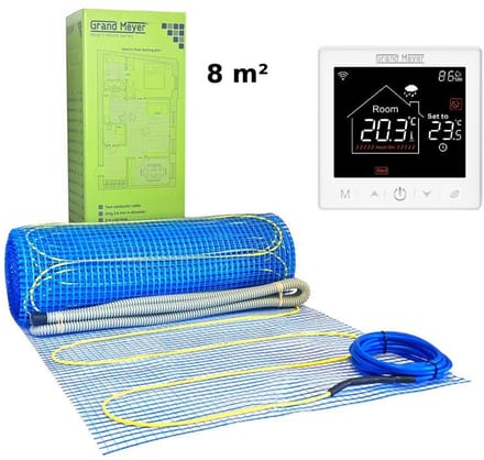 Elektrische vloerverwarmingsset 8 m², 170 W/m² + SN-10 Thermostaat, Grand Meyer