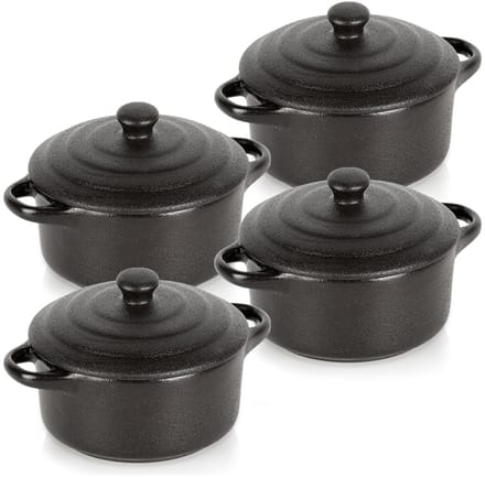 Vilde - Porseleinen Ovenschalen - 150 ml - Set van 4 - Met Deksel
