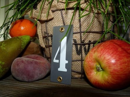 Emaille huisnummer grijs 4x10 nummer '4'
