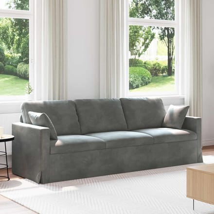 vidaXL - Bank - Donkergrijs - 228 - x - 78 - x - 80 - cm - Fluweel