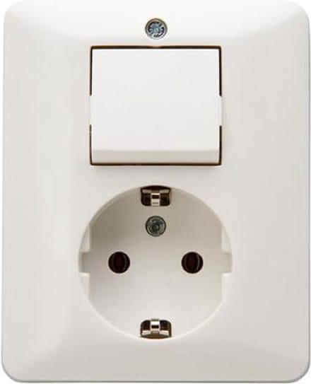 PEHA Standaard combinatie wisselschakelaar / wandcontactdoos - Inbouw - Randaarde - Wit