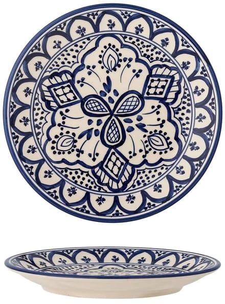 Bloomingville Bord aardewerk blauw Karlie 19cm