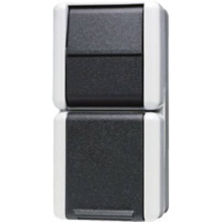 Jung 876W Wandcontactdoos Opbouwbehuizing 2-voudig Grijs 1 stuk(s)