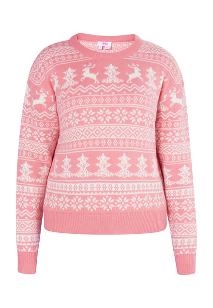 Mymo Kersttrui Dames roze wit