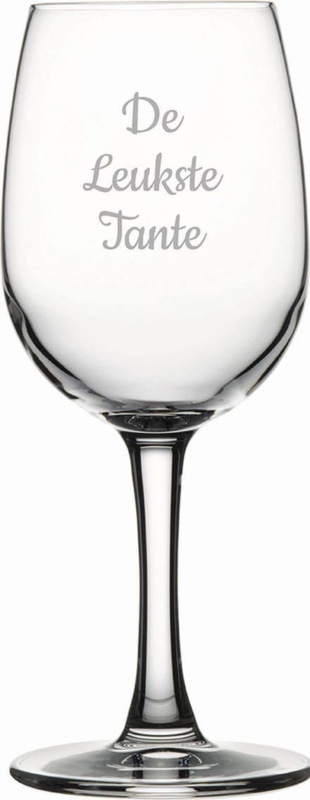 Gegraveerde witte wijnglas 26cl De Leukste Tante