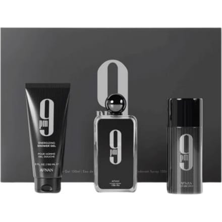 Afnan Perfumes 9PM Gift Set â 100ml EDP + 150ml Shower Gel + 150ml Deodorant Spray
