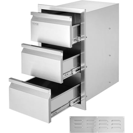 Acier Inoxydable 201 Tiroir à Triple Accès Îlot de Cuisine Extérieure BBQ 19 L x 26 H