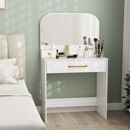 REDOM Kaptafel Met Spiegel En 3 Lades - Modern - Hout - Wit - 80 x 40 x 135 cm