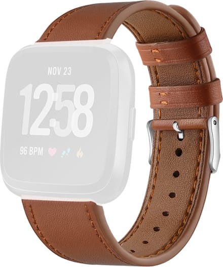 Leren bandje - geschikt voor Fitbit Versa / Versa 2 - lichtbruin