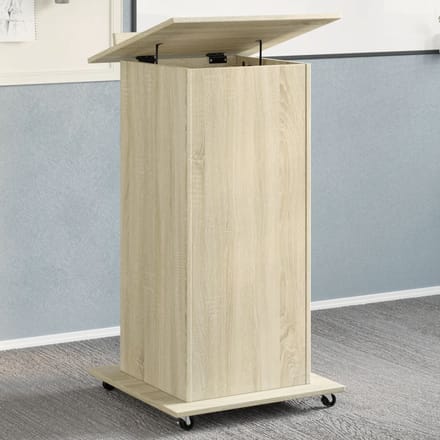 vidaXL - Lessenaar - met - wielen - en - lade - 55x55x107 - cm - hout - sonoma - eiken