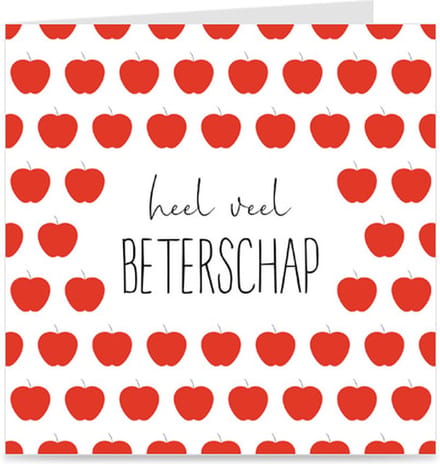 HEEL VEEL BETERSCHAP | kaart / wenskaart met envelop | appeltjes