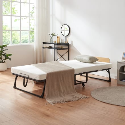 Opklapbed Lustendi 90x200 cm met matras zwart eiken en wit [en.casa]