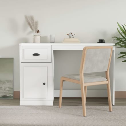 vidaXL - Bureau - met - lade - 115x50x75 - cm - bewerkt - hout - wit
