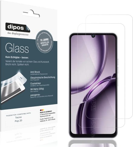 dipos – 2x Pantserfolie geschikt voor Tecno Pop 20 | 9H Screenprotector