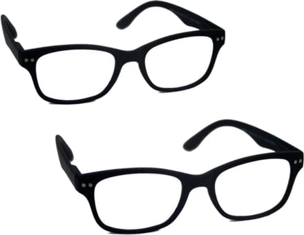 Computer bril - zwart rechthoekig sterkte +2.0 - 2 stuks - blauw licht filter - blue blocker leesbril