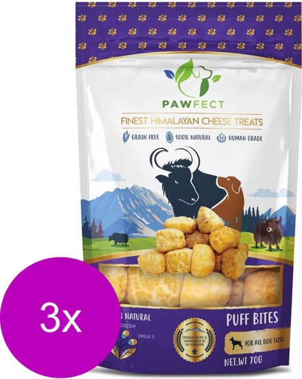 Pawfect Chew Puff Bites - Hondensnacks - 3 x 70 g
