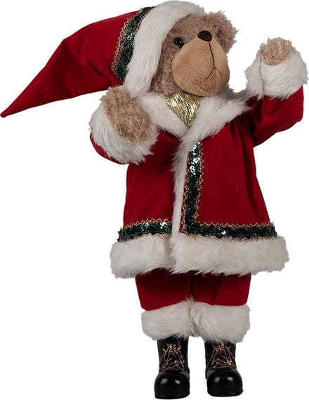 Clayre & Eef Kerstdecoratie Beeld Beer 51 cm Rood Kunststof Kerstman