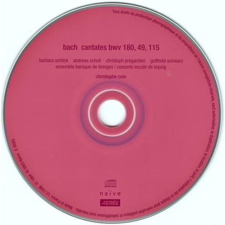 CD DIVERSEN J.S.Bach Cantates E8893 NAIVE 2004 Duitsland Klassiek Gebruikt pink