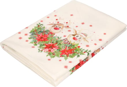 Kerst tafelkleed/tafellaken - met rendieren print - 140 x 250 cm - polyester