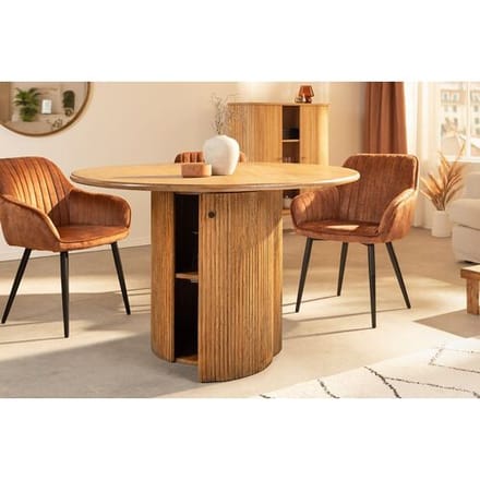 Ronde Eettafel mangohout met barfunctie 120 cm