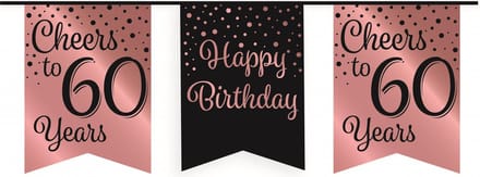 Party flag banner rose/black - 60