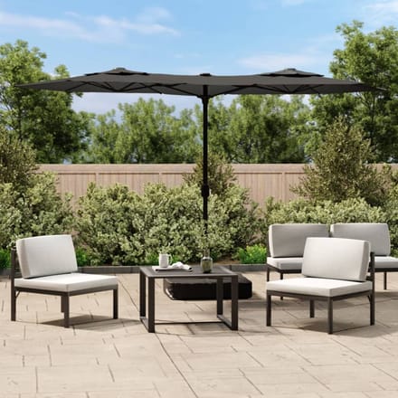 vidaXL - Parasol - dubbel - dak - met - LED's - 316x145 - cm - antracietkleurig