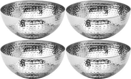 Secret de Gourmet - 4x - Slakommetjes/schaaltjes - rvs metaal - D13 cm