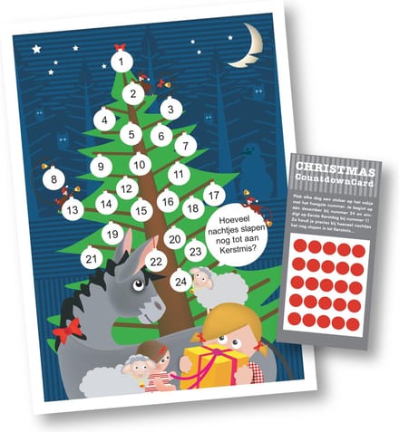 Aftelkaart KERSTMIS | Aftelkalender KERST | A5