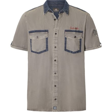 Jan Vanderstorm herren Overhemd Met Korte Mouwen - 51/52 - grijs - Plus Size