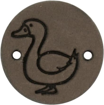 Durable Leren Label met Eendopdruk – 2 cm – Set van 2 Stuks