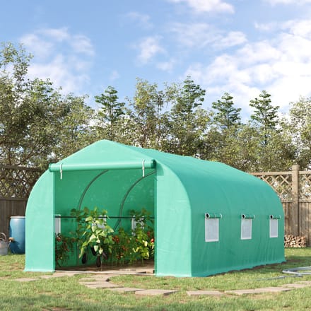 MODFU - Inloopkas - Met Roldeur En Ventilatieramen - Voor Tuinkweek - Polyethyleen - Groen - 450 X 300 X 205 Cm