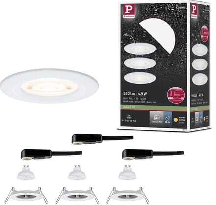 LED-inbouwlamp 3-Step-Dim Nova GU10 Flat stijf IP44 3x4,9W 3x550lm 230V dimbaar 2700K Wit mat
