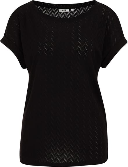 WE Fashion Dames T-shirt met opengewerkte structuur