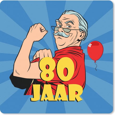 Muismat 20x20 cm - Mousepad Verjaardag - 80 Jaar - Man - Muismatten