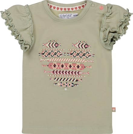 Dirkje R-CHERRY Meisjes T-shirt - Dusty green - Maat 68