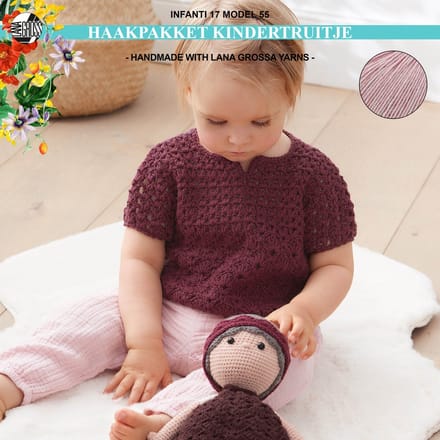 Haakpakket kindertruitje met Cool Wool model 55 van Infanti 17- mt. 80/86-rozenhout