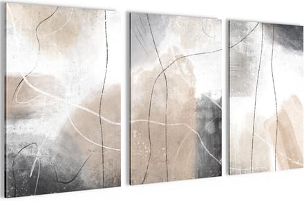 Abstract Wanddecoratie Set - Drie Delig - Woonkamer Aankleden - Klaar Om Op Te Hangen - 128 x 60 cm